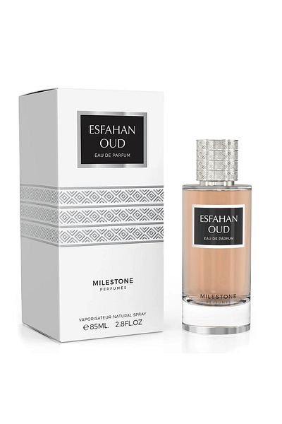 Milestone Esfahan Oud,Unisex fragrance, 85 ml, notes of rose and agarwood, elegant bottle
