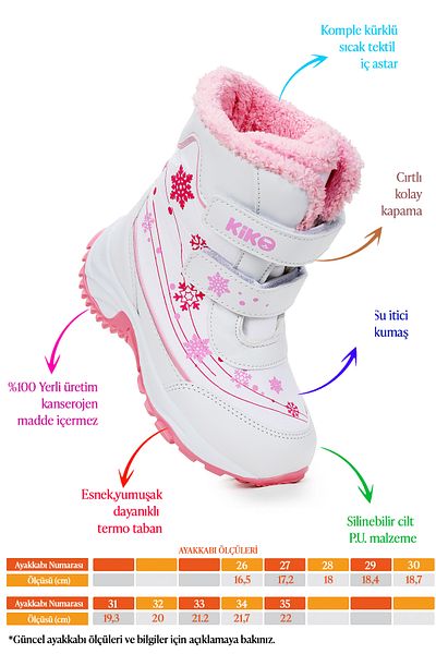 Kiko Kids Snowflake Velcro Girls Snow Boots Ανθεκτικά στο κρύο νερό