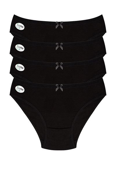 BUTİK1AVM Women's Bamboo Panties Large Size High Waist 100% Bamboo Ultra Stretchy Soft Textured 4 Units