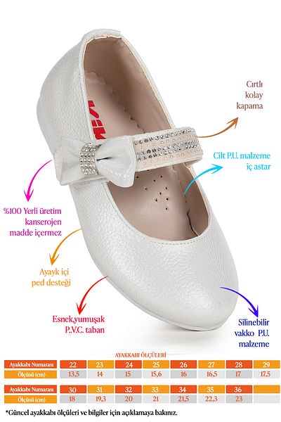 Kiko Kids Pantofi de balerină cu piatră pentru fete Cerry Vakko Velcro