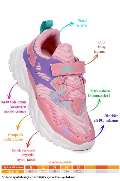 Kiko Kids Αθλητικά παπούτσια κοριτσιών/αγοριών Velcro Mesh 3019