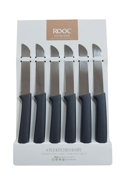 Rooc 6-Piece Kitchen Knife Set, Ultra Sharp, Gray