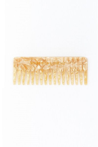 Roberta Lorenz Women's Caramel Color Pearlescent Wide Tooth Comb/ Portable/ 15 Cm/ Acetate Material