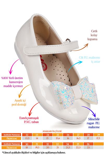Kiko Kids Balerini pentru fete cu fundita Velcro Ege 200 Piele Lacuita