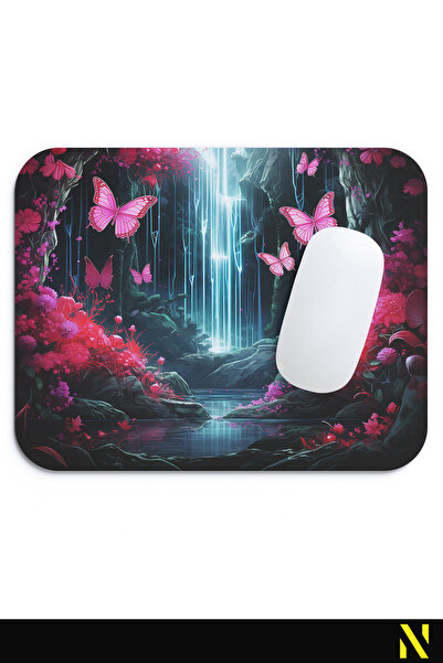 nilizma Ергономична подложка за мишка с мотив на пеперуда, с неплъзгаща се основа, за дома и офиса