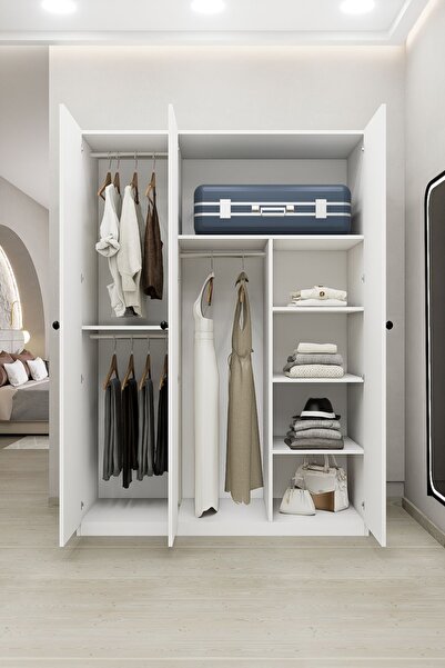 DEMİRBAL MOBİLYA MDF 3 KAPAKLI GARDIROP PORTMANTO ASKILI DOLAP