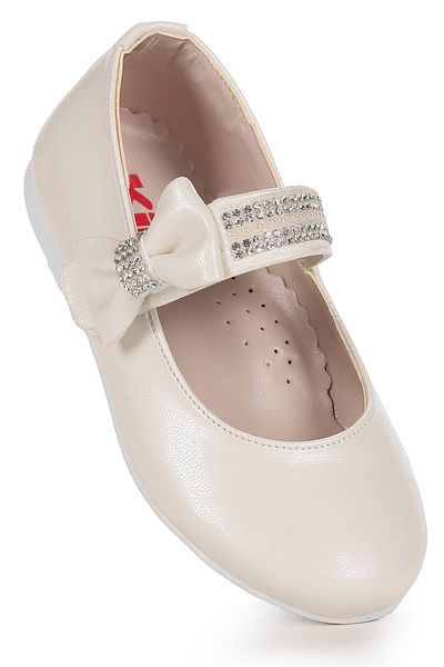 Kiko Kids Παπούτσια μπαλαρίνας Cerry Skin Velcro για κορίτσια με πέτρα