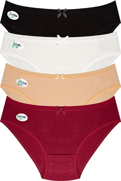 Stars Underwear Chiloți de damă din bambus 100% bambus cu talie înaltă 4 bucăți ultra elastici cu textura moale