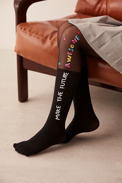Penti Black Girl's Printed Pantyhose