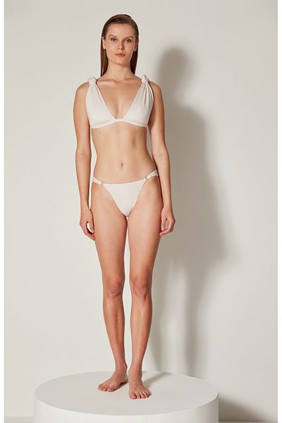 Penti Weißes Rita-Schulter-Strick-Detail-Dreieck-Bikini-Set – Free Masur Kollektion