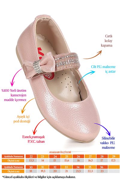 Kiko Kids Παπούτσια μπαλαρίνας Cerry Vakko Velcro για κορίτσια με πέτρα