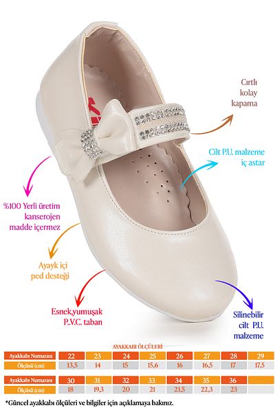 Kiko Kids Παπούτσια μπαλαρίνας Cerry Skin Velcro για κορίτσια με πέτρα