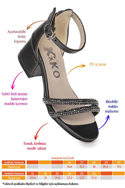 Kiko Kids Sarer Vakko Stone Sandale cu toc de 3 cm pentru fete pantofi rochii de seara