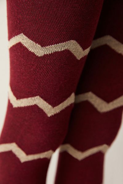 Penti Zigzag Detailed Burgundy Pantyhose