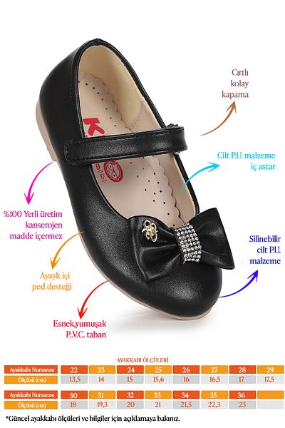 Kiko Kids Velcro Bow Girls Ballerina Shoes Ege 201 Skin