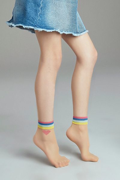 Penti Girl - Light Nude, Multicolored Patterned Socks