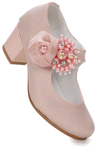 Kiko Kids Angelina Sand Glitter Daily Pantofi de seara pentru fete cu toc de 4 cm