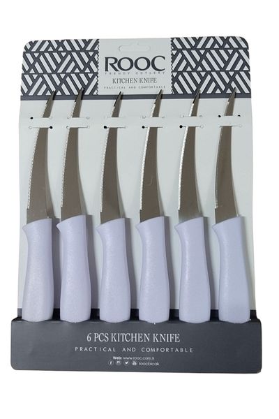 Rooc 6-Piece Laser Cut Kitchen Fruit Vegetable Knife, Ultra Sharp Blade, Lilac