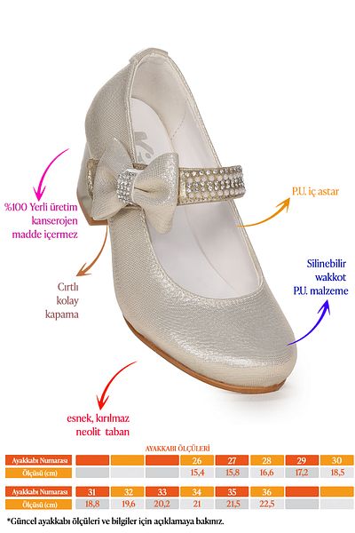 Kiko Kids Вечерни обувки Cameli Vakko за момичета с ток 4 см