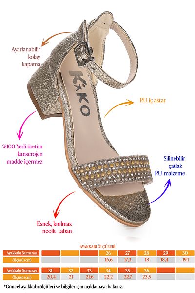 Kiko Kids Elinor Cracked Daily Fata Copil Toc 3 Cm Sandale Pantofi Rochie De Seara