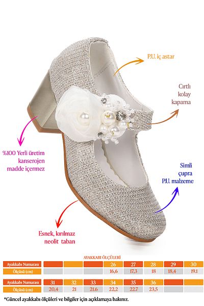 Kiko Kids Angelina Çupra Daily Girl's Pantofi de seara cu toc de 4 cm