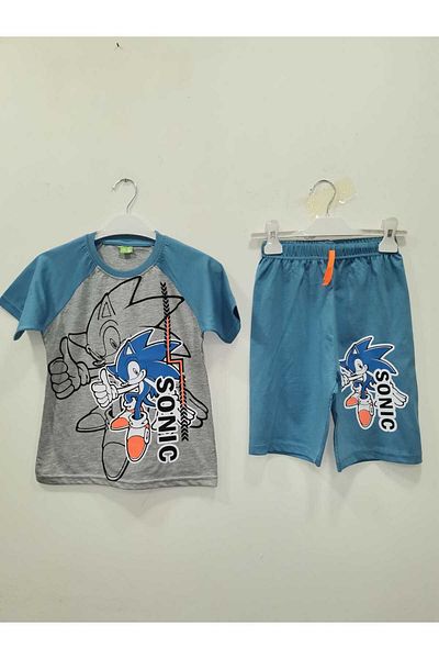 Neefy 2025 Summer New Season Sonic 1 Set 2 Pieces Printed First Quality Combed Cotton Set