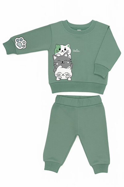 MGO KİDS Baby Boy Cat Printed 100% Cotton Combed 2 String 2 Pack, Set