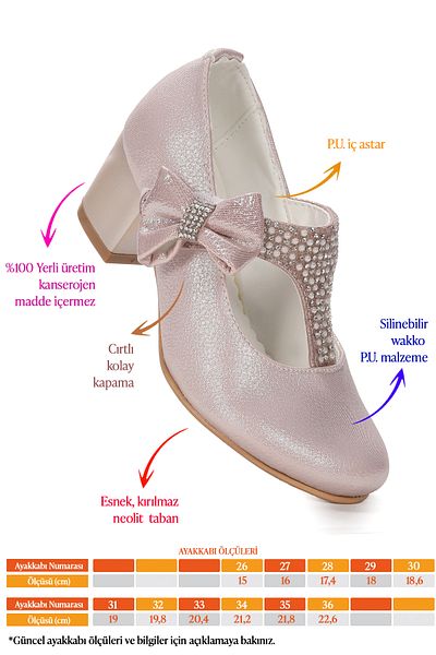 Kiko Kids Pantofi de seara cu toc de 4 cm pentru fete Cherish Daily