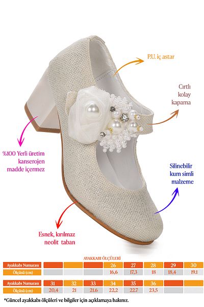 Kiko Kids Angelina Sand Silvery Daily Girl's 4 cm Heeled Evening Dress Shoes