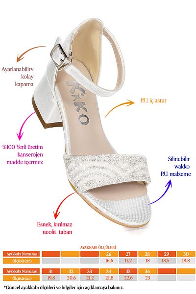 Kiko Kids Heidi Vakko Daily Girl's 3 cm Heeled Sandals Evening Dress Shoes