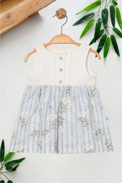 dinamik çocuk Kids Girls Summer Dress - 3-6-9-12-18-24 Moons Vintage Style with Buttons with Mixing Function
