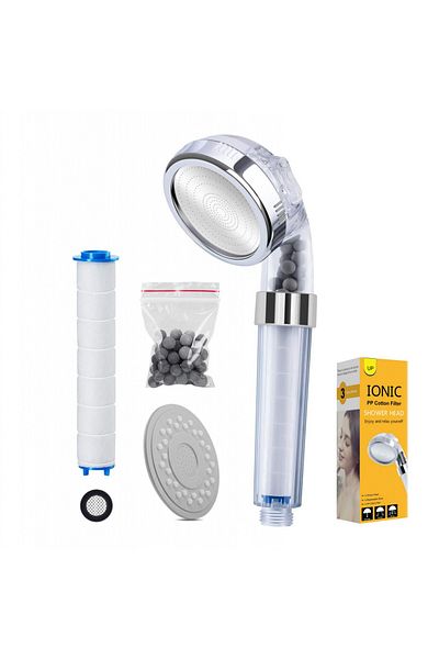 INNOVIO Shower Head With 3 Functions, Cotton Filter And Mineral Granules, High Pressure, Water Saving