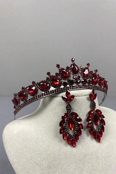 Hayalperest boncuk Ade Bridal Henna Crown and Drop Earring Set