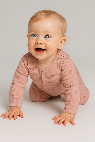 dinamik çocuk Baby Girl Booties Jumpsuit Tulip Printed Thin Seasonal Front Snap Fastener 100% Cotton Newborn 1-3-6 Months