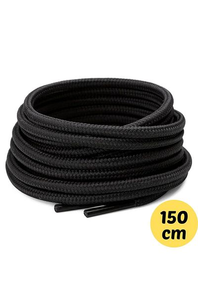 Mawrond 1 Pair - 150 Cm, Black Extra Strong, Thick, Ribbed, Round Boots, Boots, Shoelaces