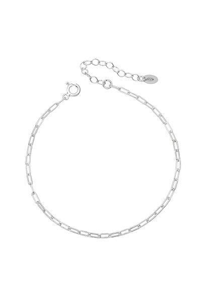 bymissmücevherat 925 Ayar Gümüş Unisex Ince Minimal Ataç Zincir Erkek Bileklik