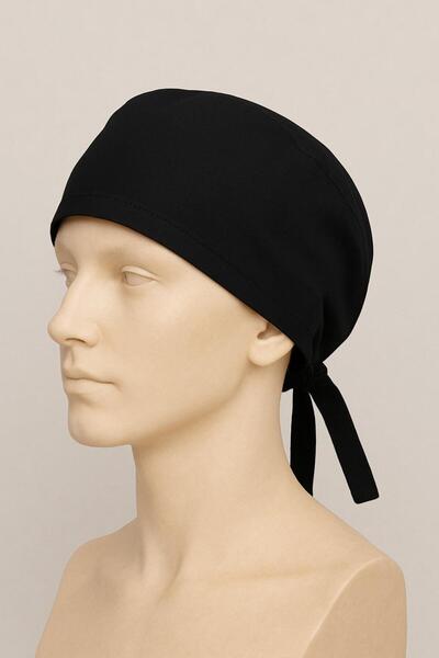 GTB BUTİK Siyah Renk Unisex Doktor Hemşire Cerrahi Bone Hastane Aşçı Bonesi I...