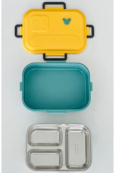 ithallattan Lunch Box (YELLOW & SAGE) 304 Stainless Steel 21cm Liquid Not Recommended