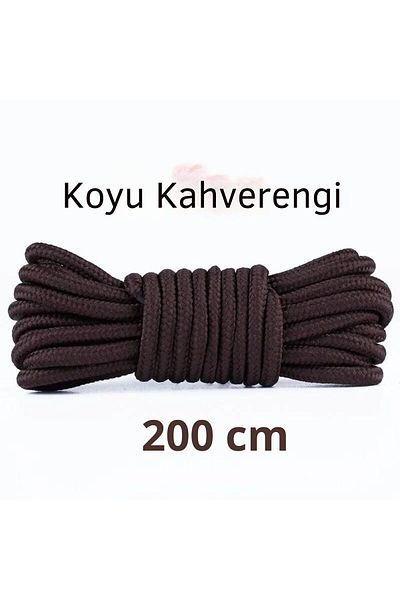 Mawrond 200 Cm, Very Dark Brown Color, Extra Sturdy, Thick, Ribbed Round Boots, Shoelaces (1 Pair)
