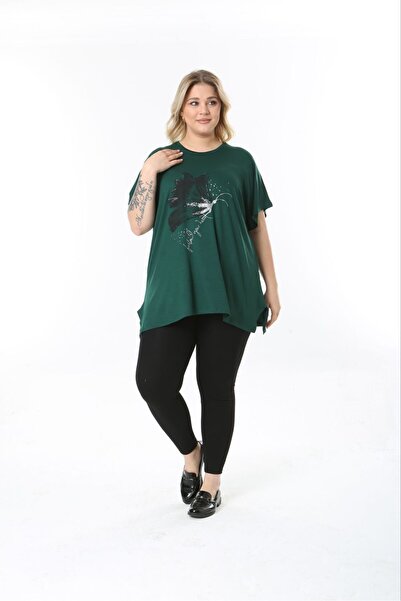 tıgersıze Women's Large Size Oversize Model Butterfly Patterned Soft Fabric Viscos Bluz