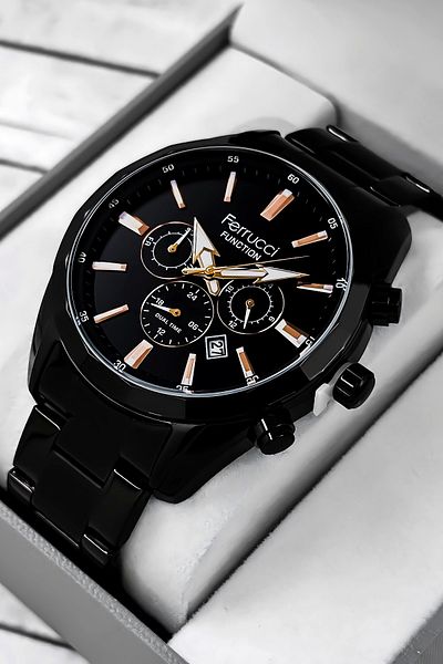 Ferrucci Function Men's Wristwatch Black Color Steel Strap Steel Case 3 Atm Water Resistance Zmfer04