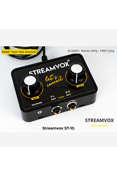STREAM VOX Streamvox St‑1g | Mobil Canlı Yayın Ses Arayüzü – Stereo Giriş & 2× Gain