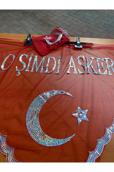 GÜVEN Στρατιωτικό σάλι O Now Soldier Written Shawl Glitter Moon Starry Gloves Σετ καπέλων