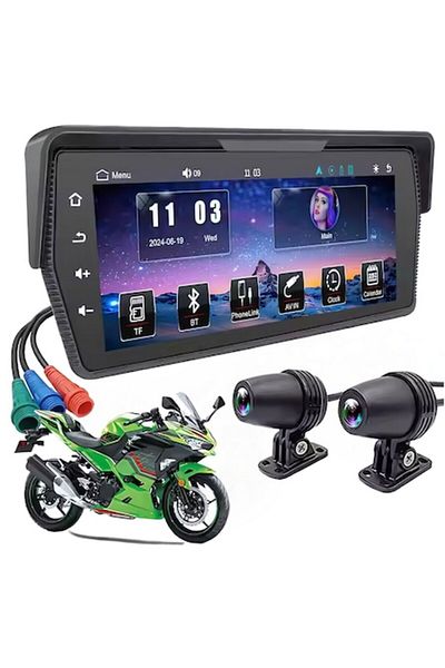 Medeyatech GPS Navigation System for Motorcycles with Dual Recording Cameras
