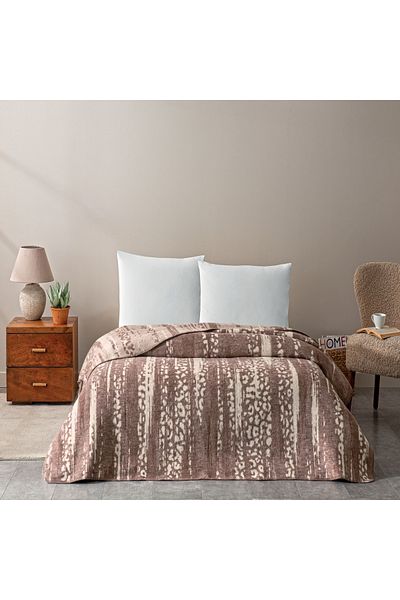 Taç Cotton Double Blanket - Crown Savanna Brown