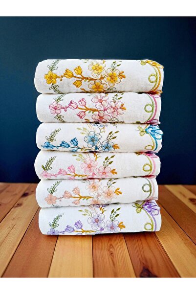 asev tekstil منشفة يد مخملية مطرزة مقاس 50 × 90 سم مكونة من 12 قطعة |   مجموع...