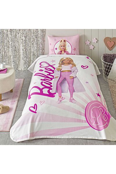 Taç Barbie Light Single Crown Licensed Cotton Pique Set