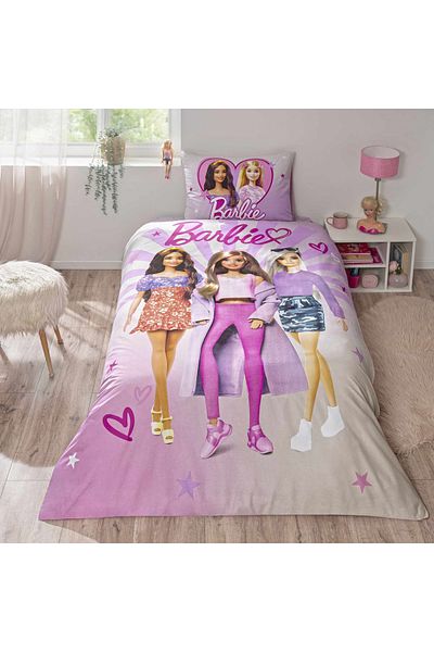 Taç Barbie Shine Single Cotton Duvet Cover Set - Crown Licensed