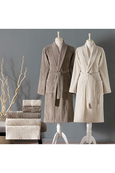 Taç Σετ οικογενειακής ρόμπας Blaze Pure Cotton Cotton Beige Brown