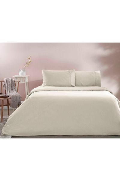Taç Taç Ranforce Basic Queen Size Duvet Cover Set Ecru